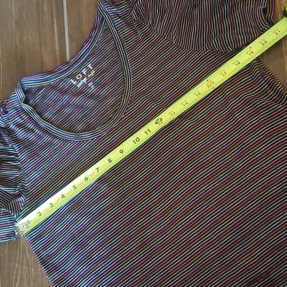 Loft Vintage Soft Rainbow Striped Puff Sleeve Top Woman M - Picture 7 of 8
